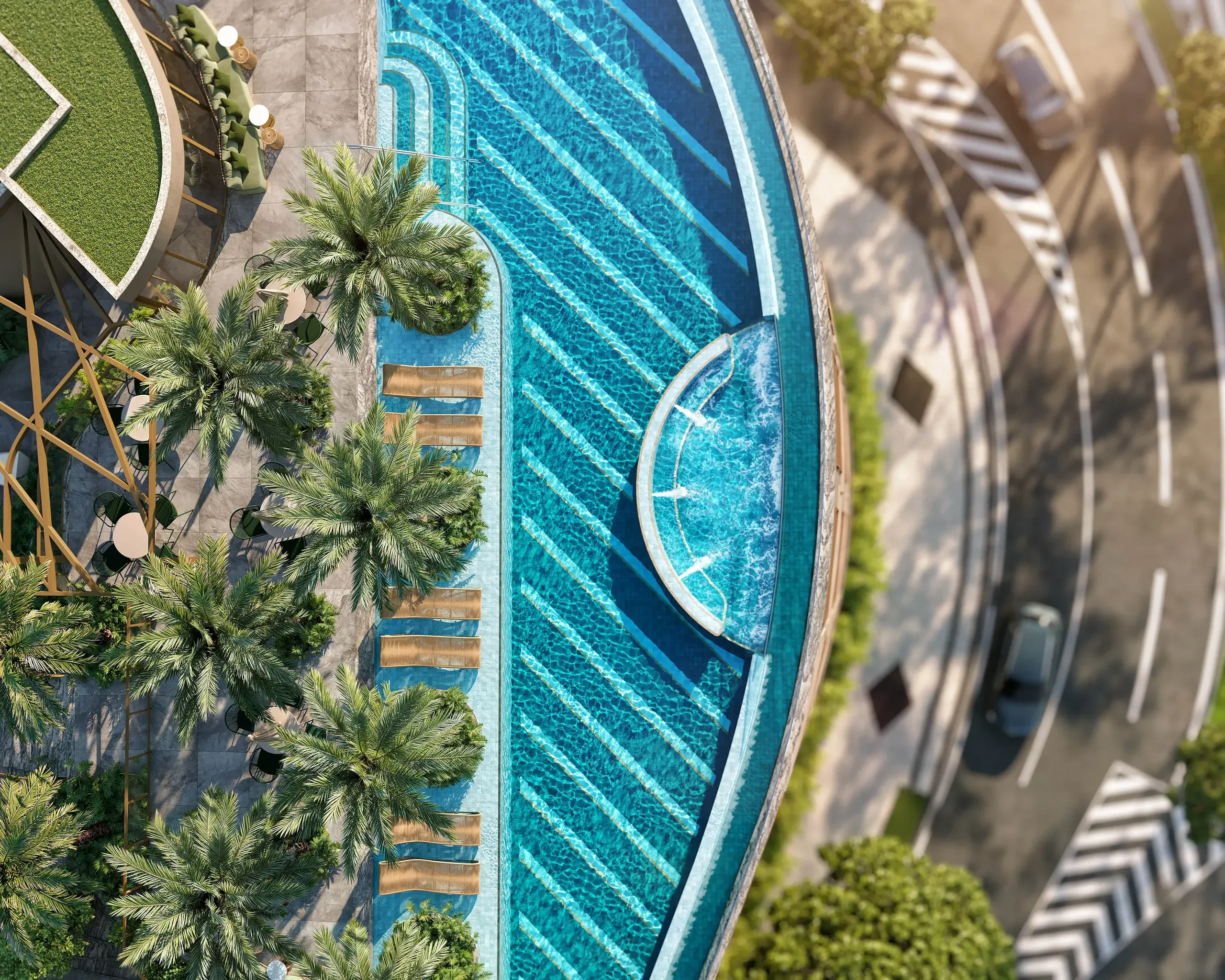 Vista aérea da piscina — Gate Santos Dumont, perspectiva artística